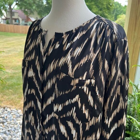 PLUS SIZE Liz Claiborne Blouse Brown Cream & White size 2X - Picture 7 of 9